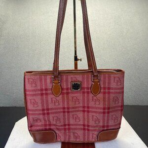 Dooney & Bourke Red Signature Satchel Handbag Leather DBL‎ Handles/Trim